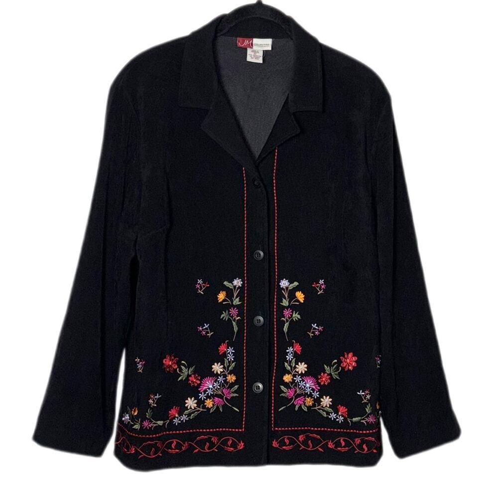 JM collection by Jennifer Moore Embroidered Black Jacket/Shacket Woman's Size 12